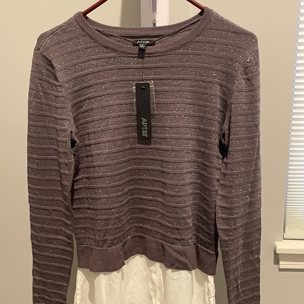 Layered crop crewneck sweater